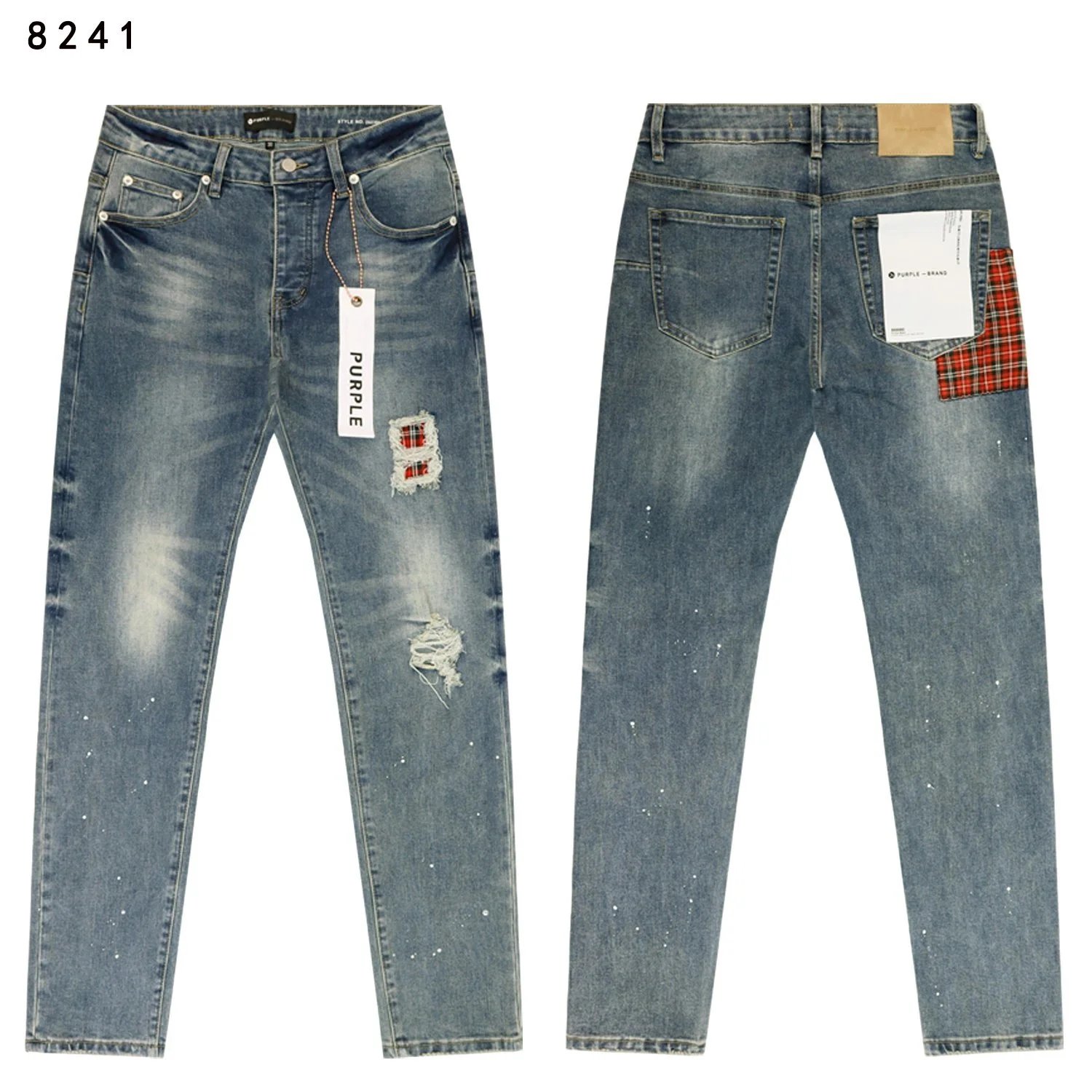 Purple Brand P001 Light Indigo Paint Blowout Jeans