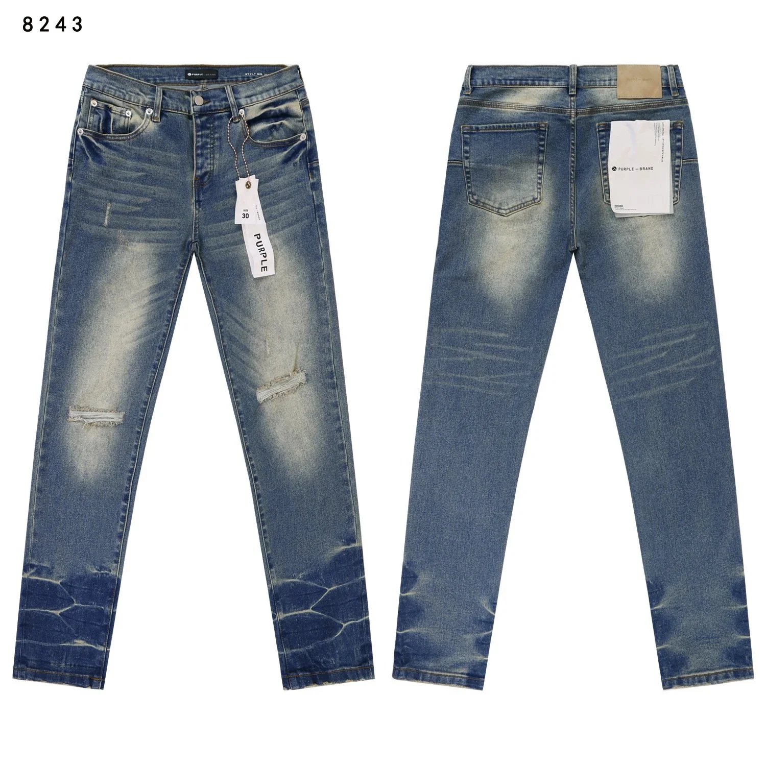 Purple Brand P001 Light Indigo Paint Blowout Jeans