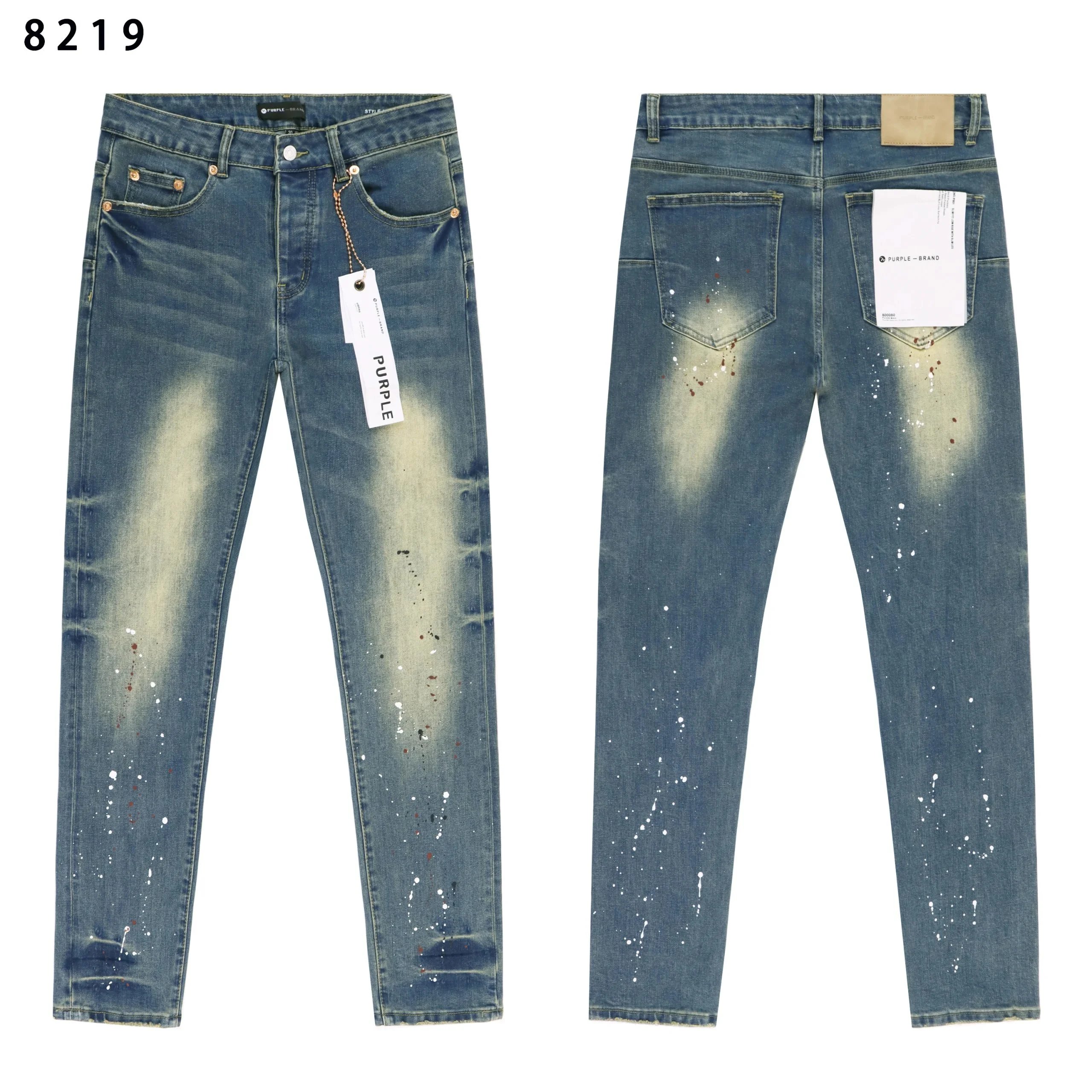 Purple Brand P001 Light Indigo Paint Blowout Jeans