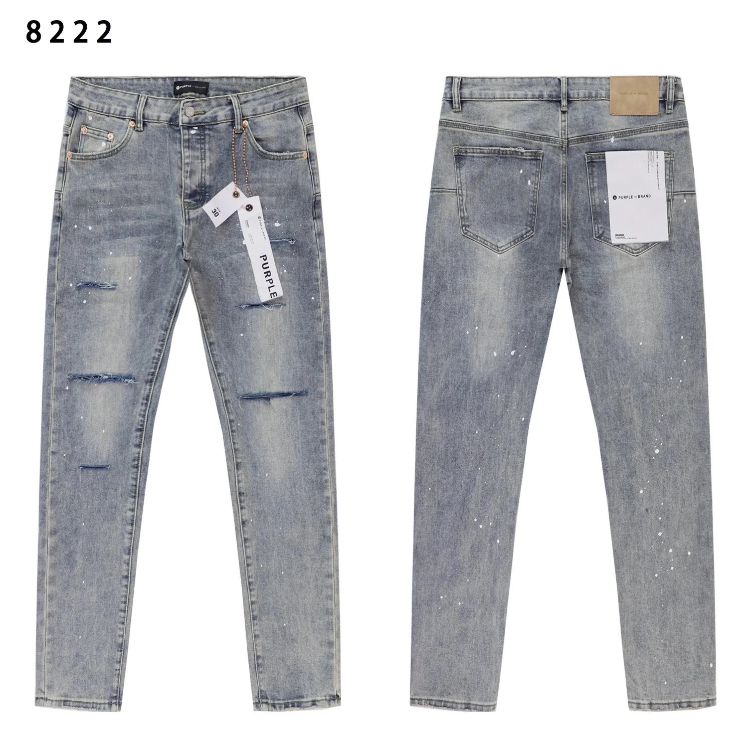Purple Brand P001 Light Indigo Paint Blowout Jeans