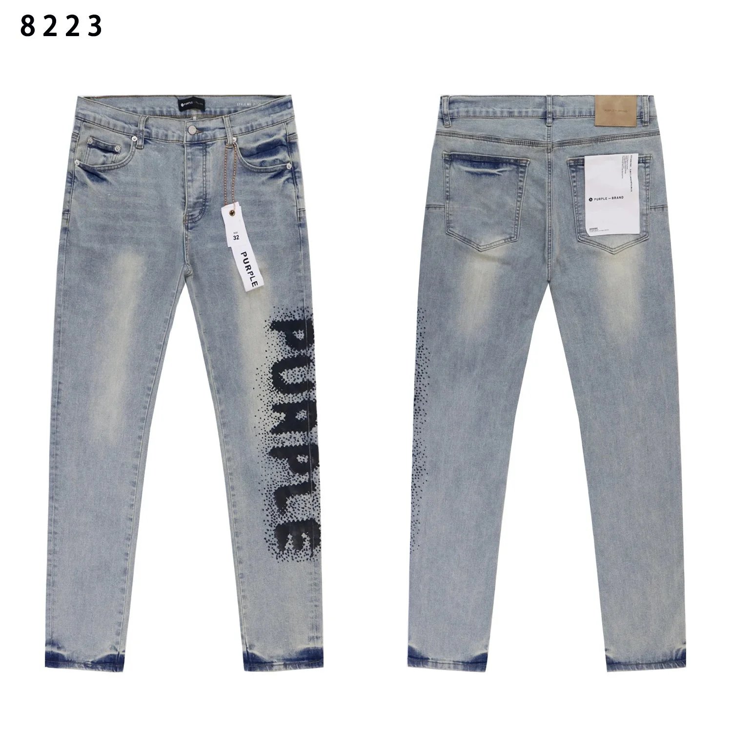 Purple Brand P001 Light Indigo Paint Blowout Jeans