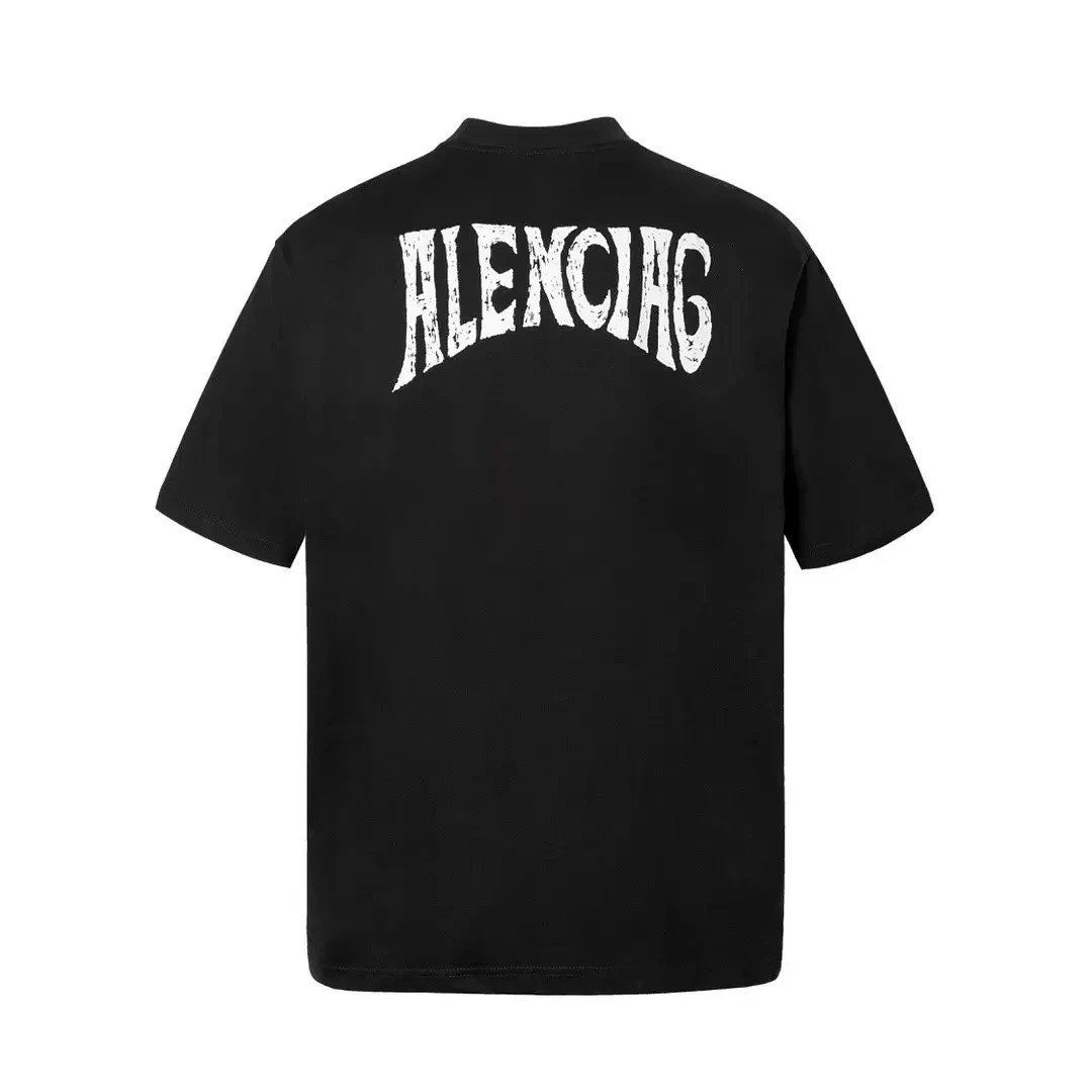 Balenciaga Distressed Logo Print T-Shirt Black