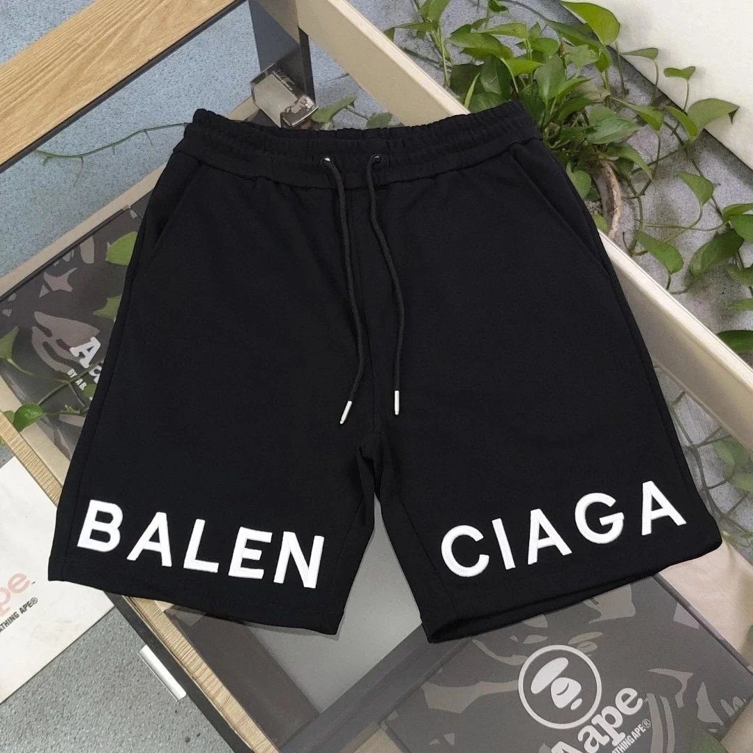 Balenciaga Split Logo Shorts Black
