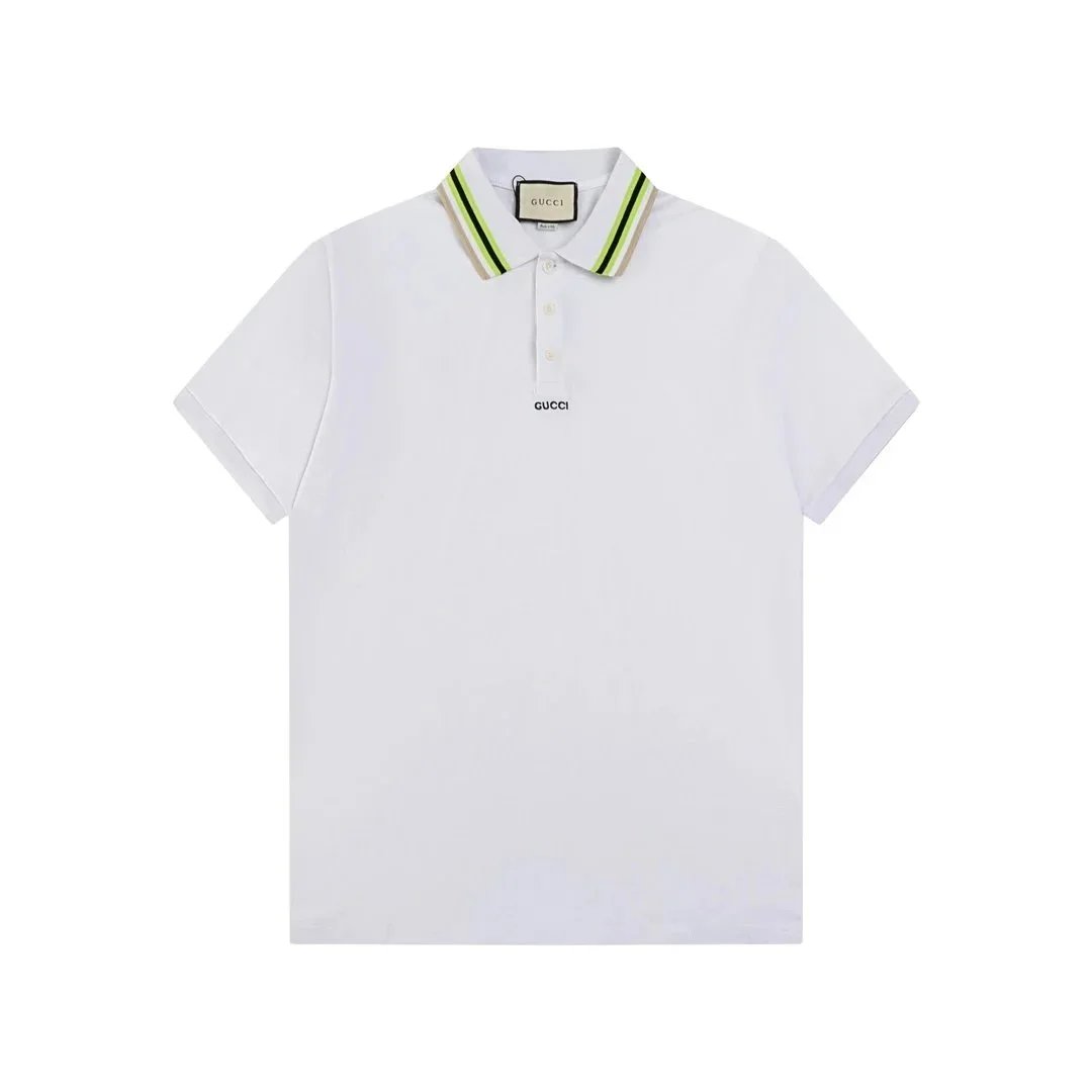 Gucci Logo Collar Cotton Piqué Polo Shirt White
