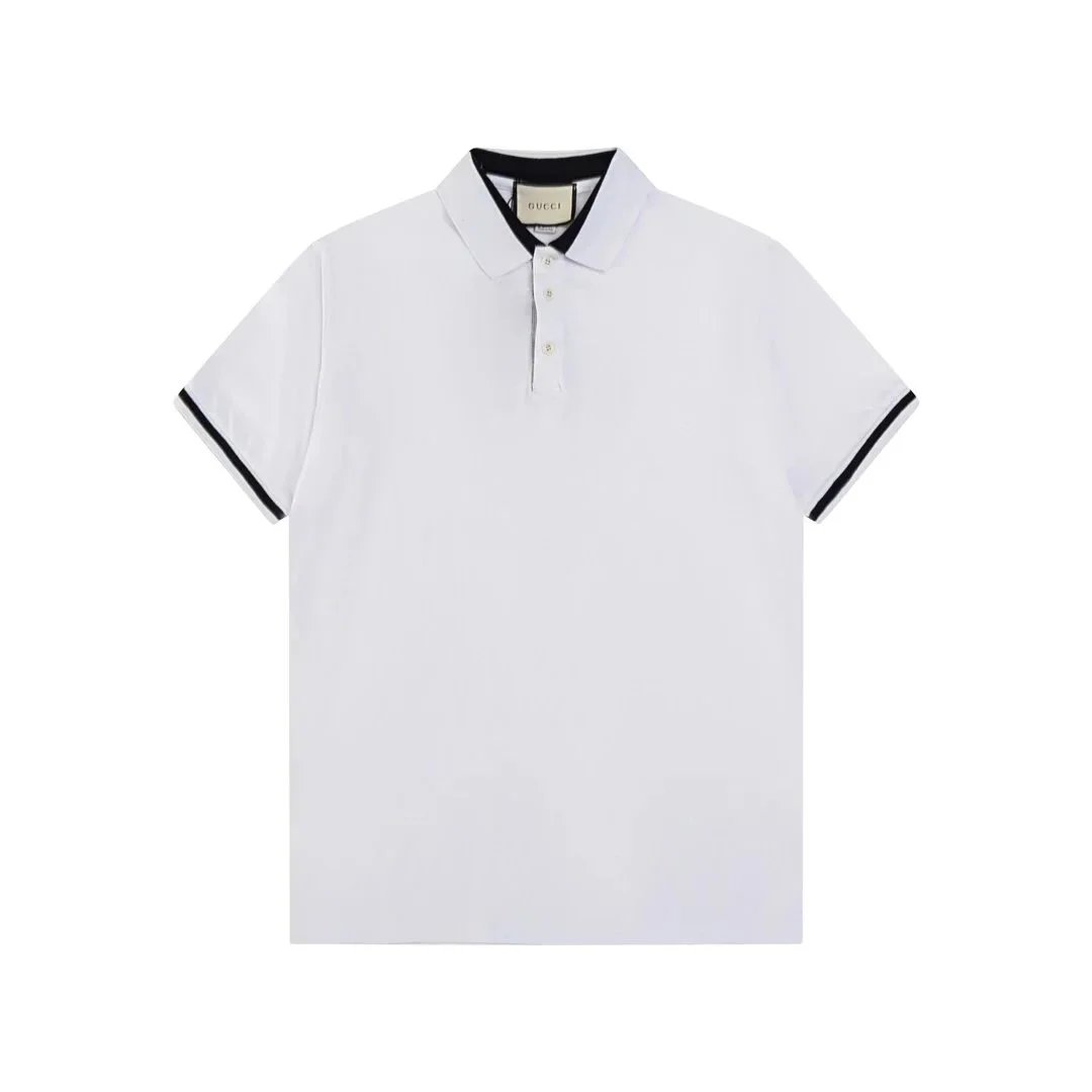Gucci Logo Collar Cotton Piqué Polo Shirt White