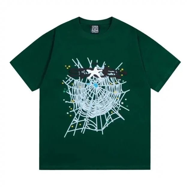 Sp5der 555555 Angel Number Web T-Shirt Navy