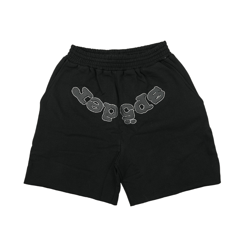 Sp5der OG Web V2 Rhinestone Sweatshort Black